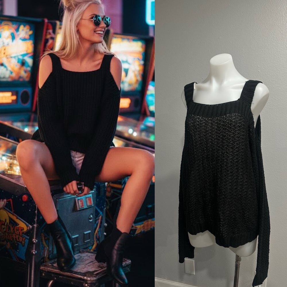 Endless Rose Black Off-the-Shoulder Sweater
